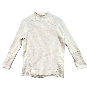 J.Crew Women's Mockneck Wool Tunic Sweater Knit Long Sleeve Size M Off-White